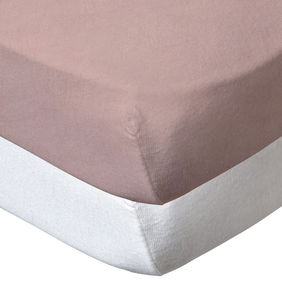 Lot de 2 draps housse en coton 70x140 cm - Blanc/Rose - BB Malin