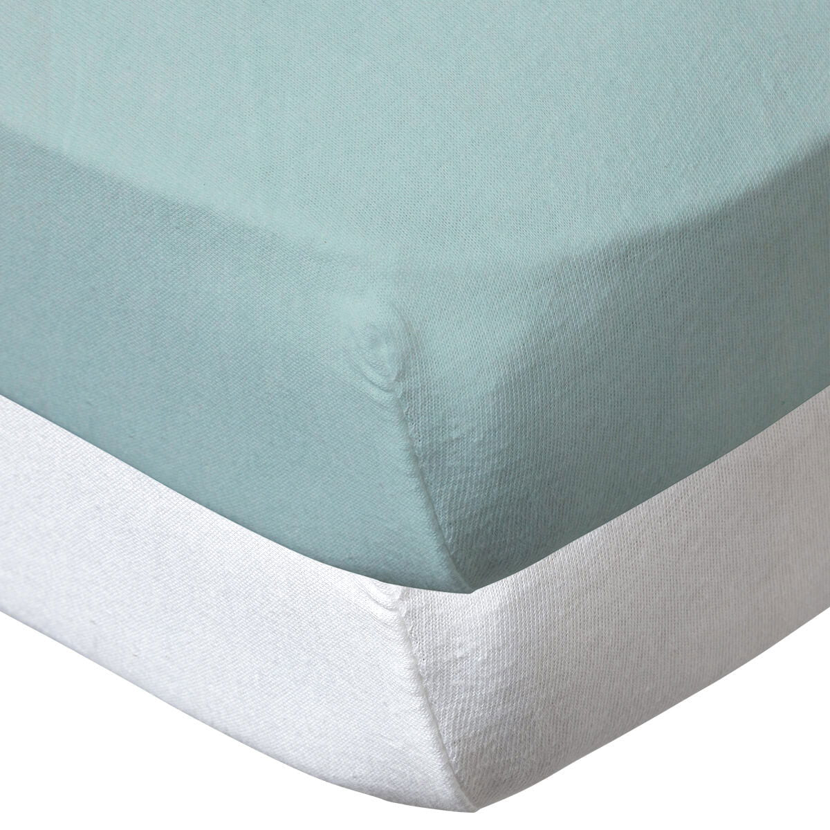 Lot de 2 draps housse en coton 70x140 cm - Blanc + Turquoise - Babycalin