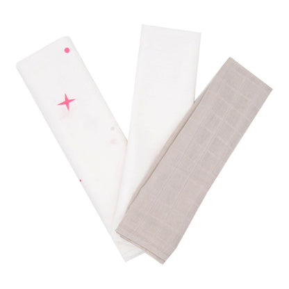Lot de 3 langes en coton 70x70 cm Etoiles - BB Malin