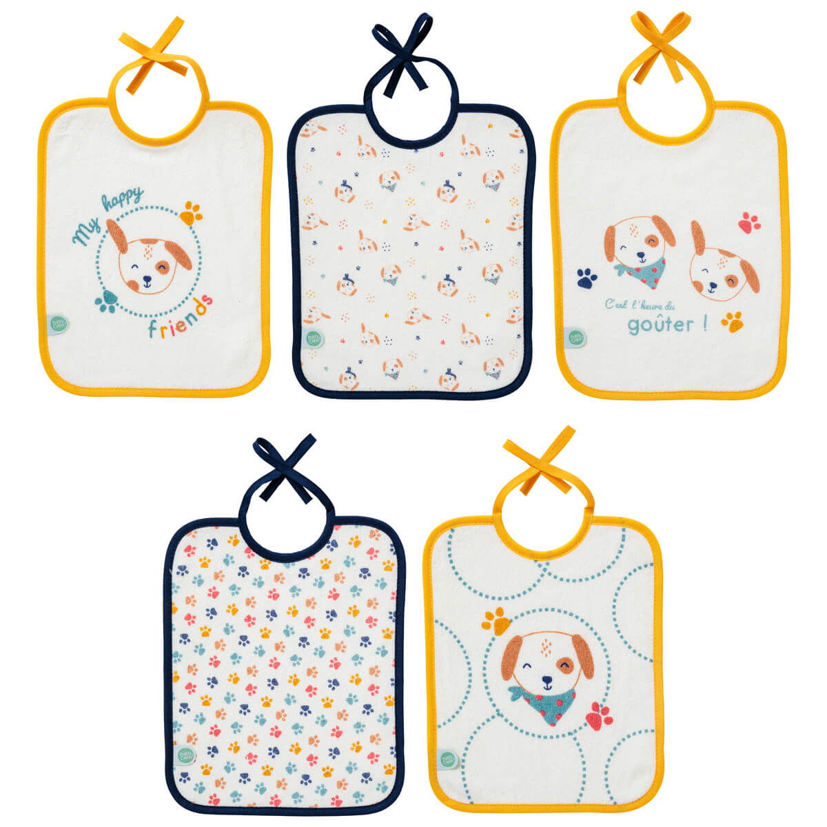Lot de 5 bavoirs naissance 20x25 cm - Toutou - BB Malin