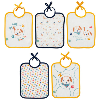 Lot de 5 bavoirs naissance 20x25 cm - Toutou - BB Malin