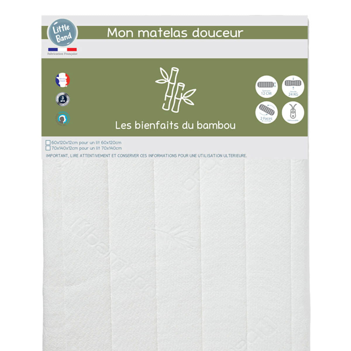 Matelas lit Douceur 60x120 cm - 24kg/m3 - BB Malin