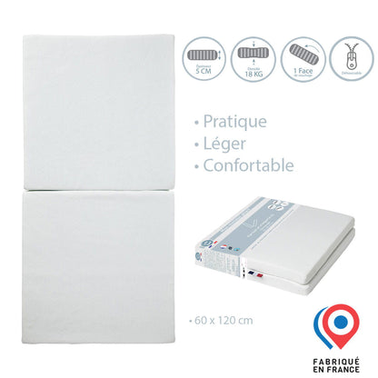 Matelas lit pliant 60x120 cm - 18kg/m3 - BB Malin